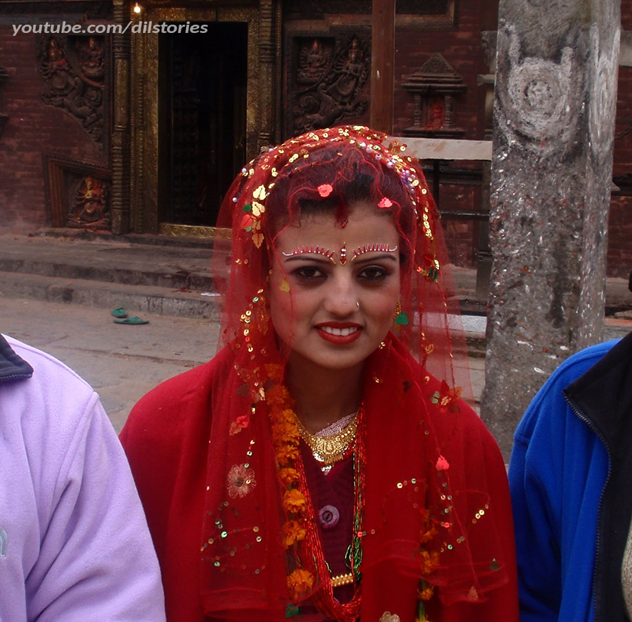 Portrait of a bride. Smiling. Asian Woman. Chandeswari Tempal. Banepa. Nepal