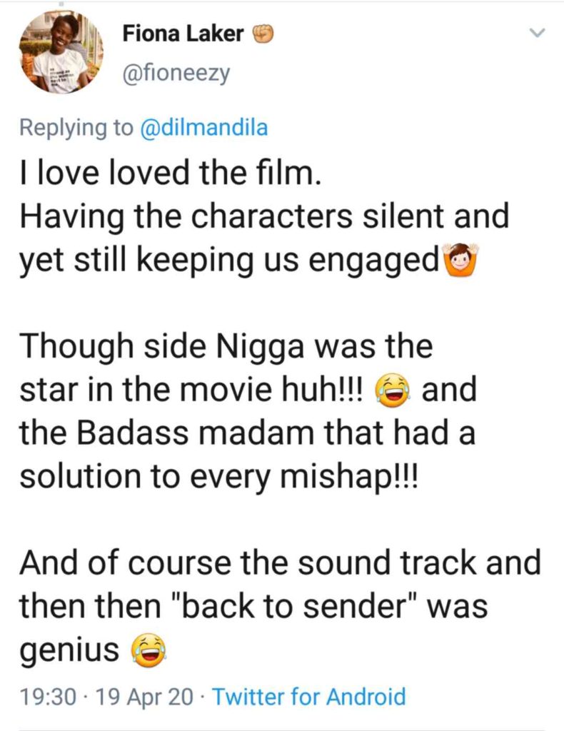 Screenshot of a review praising an African sci-fi short film, Kifaro Science Fiction